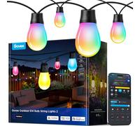 Govee Catena Luminosa Esterno, 15M Lampadine LED RGBIC Bianco Caldo, Controllo APP WiFi con Alexa Luci da Esterno, IP66 Impermeabile, 111 Modalità di Scena, Adatto per Giardino, Balcone, Gazebo