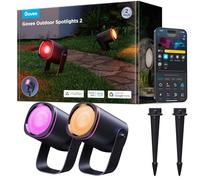 Govee Faretti da Esterno 2, Illuminazione da Giardino Impermeabile IP67, Faretto RGBWIC, Dimmerabile 700lm, 69 Modalità Scena e 16 Milioni di Colori, Funziona con Alexa, Google Assistant, Matter. 2 pz