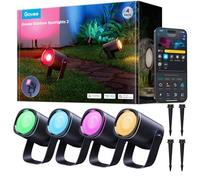 Govee Faretti da Esterno 2, Illuminazione da Giardino Impermeabile IP67, Faretto RGBWIC, Dimmerabile 700lm, 69 Modalità Scena e 16 Milioni di Colori, Funziona con Alexa, Google Assistant, Matter. 4 pz