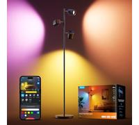 Govee Lampada da Terra LED ad Angolo Regolabile, RGBWW Lampada 3-Teste 1500lm, Compatibile con Matter Alexa, 64+ Scene, Sinc Musica, Lampade da Terra Nere 157cm per Soggiorno, Camera da Letto, Sala