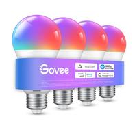 Govee Lampadine LED E27 Intelligenti WiFi e Bluetooth, Set di 4 | Compatibile con SmartThings, Matter, Alexa e Google Assistant, 800lm, 16 Milioni di Colori RGBWW fai da te