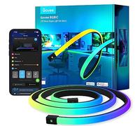 Govee RGBIC - Striscia LED neon per scrivania da gioco, 5 m, luce morbida, striscia LED ritagliabile, targa neon compatibile con Razer Chroma, 11 musica, 64+ scena, controllo app RGB