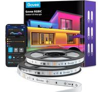 Govee Strisce LED da Esterno 20m, RGBIC, Funzionano con Alexa, IP65 Impermeabili, Sincronizzazione Musicale a Corda per Grondaia del Tetto, Balcone, Giardino