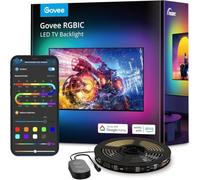 Govee TV LED Backlight 3,8m, RGBIC Striscia per TV 55-65 Pollici | Bluetooth e Wi-Fi, Alexa e Google Assistant, Sincronizzazione musicale, 219+ scene, Alimentatore incluso
