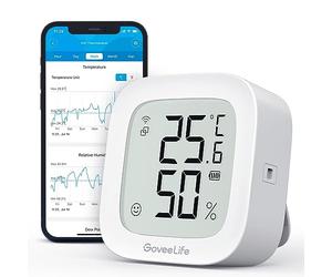 GoveeLife Igrometro senza fili, termometro digitale per temperatura e umidità interna con applicazione, avviso di allarme e archiviazione dati, controllo remoto, adatto per camera da letto,