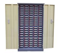 Governo di stoccaggio dell'hardware con i cassetti etichettati, organizzatore dell'utensile d'acciaio per le parti e i bulloni dell'officina