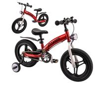 GOVITA Bicicletta 3 in 1, bicicletta 14 pollici bambini da 3 a 5 anni, Bici senza pedali per bambini fino 30kg Resistente e leggera Manubrio e sella regolabili, con cavaletto e rotelle (Bianco/Rosso)