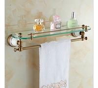 gowe montato a parete bronzo antico mensola del bagno con base in ottone + Mensola di vetro einstoeckiger Cavalieri