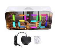 GOWENIC ANCHE SCHERRORE da 7 Pollici, Luce Notturna RGB con 15 modalità a Colori Che Vibrano la Sveglia per Traversine Pesanti, con Shaker a Letto e Volume a 5 Livelli (WHITE)