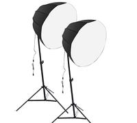 GOWENIC Kit 2 Set di Luci Fotografiche, Lampadina a Risparmio Energetico da 85 W con Telecomando a luminosità Regolabile in 3 Colori, Softbox a 12 Lati da 60 Cm per Fotografie in (Spina degli Stati