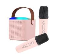 GOWENIC Mini Macchina per Karaoke, Microfono, Set di Altoparlanti, Volume Regolabile, BT5.3, Altoparlante per Famiglia, Canto (PINK)