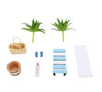 GOWENIC Mini Set da Spiaggia per Mobili Costieri per Case delle Bambole - Cestini per Pantofole e Sedie da Spiaggia in Legno per Piccole Scene da, Decorazioni in Micro Miniatura per le Esposizioni