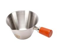 GOWENIC Misurino per caffè in Acciaio Inossidabile con Manico in Noce Tazza da caffè con Beccuccio per Versare a Forma di V da 100 Ml con Segni di capacità Chiari (SILVER)