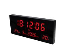 GOWENIC Orologio da Parete Digitale a LED |Visualizzazione della Data e dell'ora della Temperatura, Allarme 12/24 Ore di Spegnimento, Memoria per Ufficio, Soggiorno, Camera da Letto, Studio