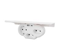 GOWENIC Prolunga per Presa a Muro con Ripiano, 3 Prese CA e 2 Porte USB Ciabatta con Protezione da Sovratensione, 3000 W per Casa, Dormitorio, Ufficio, Presa a Muro Multipla Salvaspazio