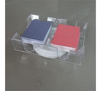 GOWENIC Robusto Vassoio per Carte Trasparente per 2-6 Mazzi |Porta Carte da Gioco Girevole con Bordo Liscio per Giochi di Canasta, Poker e Piede (Metti 2 poker)