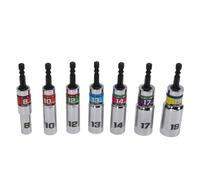 GOWENIC Set di Bussole Universali a Percussione da 7 Pezzi da 15 Gradi, Giradadi con Codolo Esagonale da 1/4 di Pollice per Trapano a Percussione, Set di Bussole Profonde 8 10 12 13 14 17 19 Mm per il