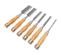 GOWENIC Set di Scalpelli per Intaglio del Legno 6 Pezzi Scalpello per Sgorbia per Legno con Utensili da Taglio Semicircolari a 4 Bordi Smussati Piatti per la Lavorazione del Intaglio del Duro