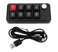 GOWENIC Tastiera Numerica USB C Cablata, 8 Tasti Completamente Programmabili Swap a Caldo Macro Meccanico con Tastiera a Manopola Scorciatoie in Pasta Copia Personalizzate per Laptop (BLACK)