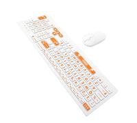 GOWENIC Tastiera Wireless Grande e Mouse Combo con USB (giallo arancio) | Set da scrivania ergonomico, tasti grandi di grandi dimensioni, feedback silenzioso dei , predisposizione per il plug play,