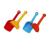 Gowi 559-21 - Set di Paletta e rastrello, 22 cm, Colori Assortiti, sabbiere e Giocattoli di Sabbia, Blu, Rosso, Giallo, Arancione