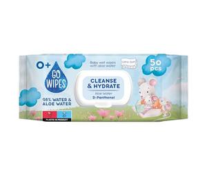 GOWIPES Salviettine umidificate per bambini/ 50 pezzi/ 98% acqua/D-pantenolo/acqua aloe vera/pH neutro/dermatologicamente testato/flip-top/per pelli sensibili/fibre morbide