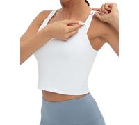 Gowjog Reggiseno per allattamento per gravidanza, senza cuciture, per l'allattamento, per il tempo durante e dopo la gravidanza, bianco, L