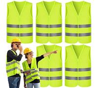 Gowkeey 5 Pezzi Gilet Catarifrangente,Gilet Rifrangente,Gilet di Sicurezza,Giubbotti di Sicurezz Antiforatura,Gilet Alta visibilità, per Auto Moto Bici Jogging Sicurezza