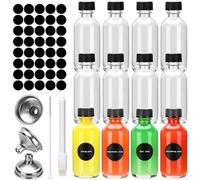 Gowkeey Set di 12 Bottigli per Liquori Mini, Mini Bottiglie per Liquore con Tappi a Vite e Imbuto, 60ml Riutilizzabile Bottigliette Trasparenti con Imbuto per Olio, Sciroppo, Birra