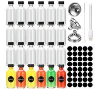 Gowkeey Set di 24 Bottigli per Liquori Mini, Mini Bottiglie per Liquore con Tappi a Vite e Imbuto, 60ml Riutilizzabile Bottigliette Trasparenti con Imbuto per Olio, Sciroppo, Birra