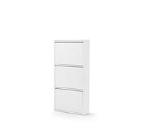 gowoll Scarpiera sottile scarpiera in metallo alto con copertura magnetica in metallo montato scarpiera stretta e montaggio a parete (bianco, 3 alette)