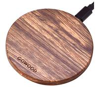 GOWOOD - Caricabatterie wireless veloce in legno di zebra da 15 W - Caricabatterie wireless veloce con cavo di ricarica resistente e robusto da 2 m - Caricabatterie wireless USB-C con LED integrato