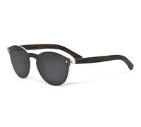GOWOOD Occhiali da sole rotondi in legno di ebano per donne e uomini con lente polarizzata nera speciale in stile monopezzo