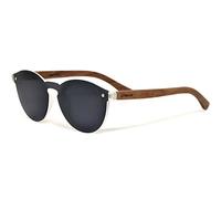 GOWOOD Occhiali da sole rotondi in legno di noce per donne e uomini con lente polarizzata nera speciale in stile monopezzo