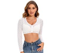 Goxozzy Dirndl Camicetta da Donna, in Pizzo, Dirndl, con Pizzo fine è Meraviglioso., Bianco,38