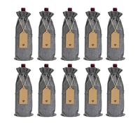 GOXQIT Bolsa De Vino 10 pezzi 35 * 15 cm tasca con coulisse in lino, set di borse for vino in lino, borsa for bottiglia di vino, borsa for degustazione di vino(Gray)
