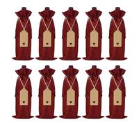 GOXQIT Bolsa De Vino 10 pezzi 35 * 15 cm tasca con coulisse in lino, set di borse for vino in lino, borsa for bottiglia di vino, borsa for degustazione di vino(Wine red)