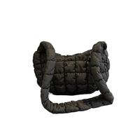 GOXQIT Borse a tracolla trapuntate e plissettate for donna Borsa imbottita in nylon a secchiello a in con bolle di nuvola Per Viaggi Shopping Lavoro(Black)