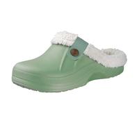 GOXQIT Classic Fur Lined Clogs for Women Waterproof Winter Fuzzy Slippers Mens Cotton Shoes for Indoor And Outdoor Rubber Soles per Inverno(Green,35-36)