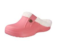 GOXQIT Classic Fur Lined Clogs for Women Waterproof Winter Fuzzy Slippers Mens Cotton Shoes for Indoor And Outdoor Rubber Soles per Inverno(Pink,46-47)