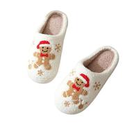 GOXQIT Cotton Slippers Women Flowers Slides Female Thick Bottom Soft Winter Home Indoor Warm Non-Slip Fluffy Shoes per Inverno(Color1,42-43)