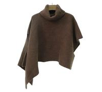 GOXQIT Mantella scialle da donna autunno e inverno lavorata a maglia Rowan tinta unita con collo alto, cappotto spesso polsino asimmetrico per Calore