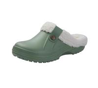 GOXQIT Men Cotton Slippers Winter Women Short Plush Casual Waterproof Garden Shoes Fur Furry per Inverno(Green,42-43(10-10.2 inch))