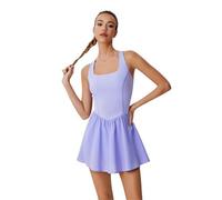 GOXQIT Vestito Tennis Donna Abito da Tennis Snellente Senza Maniche for Donna, Leggero e Traspirante. per Tennis(Light Purple,S)