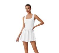 GOXQIT Vestito Tennis Donna Abito da Tennis Snellente Senza Maniche for Donna, Leggero e Traspirante. per Tennis(White,M)