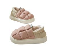 GOXQIT Winter Fur Shoes for Women Outdoor Waterproof House for Men with Padded Indoor Fluffy Cotton Slippers per Inverno(D-Pink,36-37(8.8-9 inch))