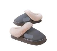 GOXQIT Women's Plush Cotton Slippers Autumn And Winter Models, Indoor Non-Slip Thick-Soled Warm Snow per Inverno(Gray,36-37)