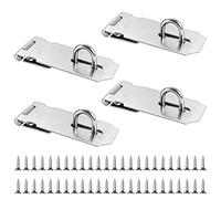 GOYADA 4 Pezzi Lucchetti con Chiusura a 4 Pollici, Chiusura per Lucchetto, Lucchetto Hasp in Acciaio Inox con 36 Viti per Giardino, Porte, Armadi, Argento