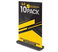 GOYAPRINT Portacartello in Acrilico A4 Pack 10 per Menu e Pubblicità - Espositore Trasparente da Tavolo per Cartelli, Brochure e Volantini - Porta Menu per Ristoranti, Uffici, Hotel ed Eventi (10, A4)