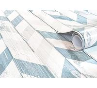 GOYAPRINT Vinile decorativo legno spina di pesce 62 x 250 cm parete e mobili carta autoadesiva impermeabile texture imitazione (250 x 62 cm, spina di pesce blu)